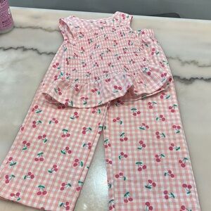 Pink Cherry Checkered Kids Set